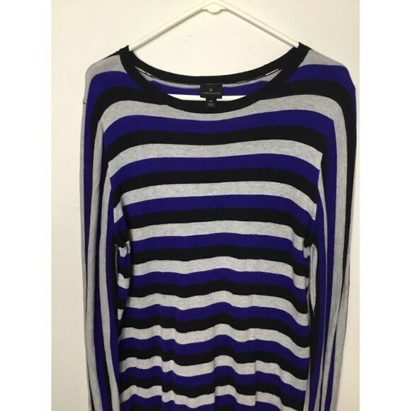 Worthington Womens Large Tall LT Sweater Boat neck Pullover Blue/Gray Stripped - Picture 10 of 11